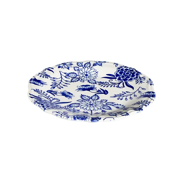 ID Fine 5336693 - 10.24" Coupe Round Porcelain China Plate, Herba Blu Line Fulya, Dishwasher Safe
