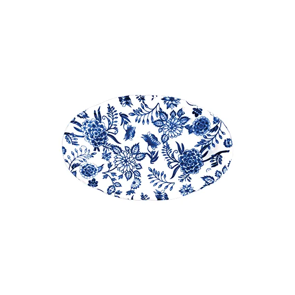 ID Fine 5336728 Rectangular China Platter 8.27" x 4.1" Herba Blu Fulya Finish Elegant Dinnerware Tray