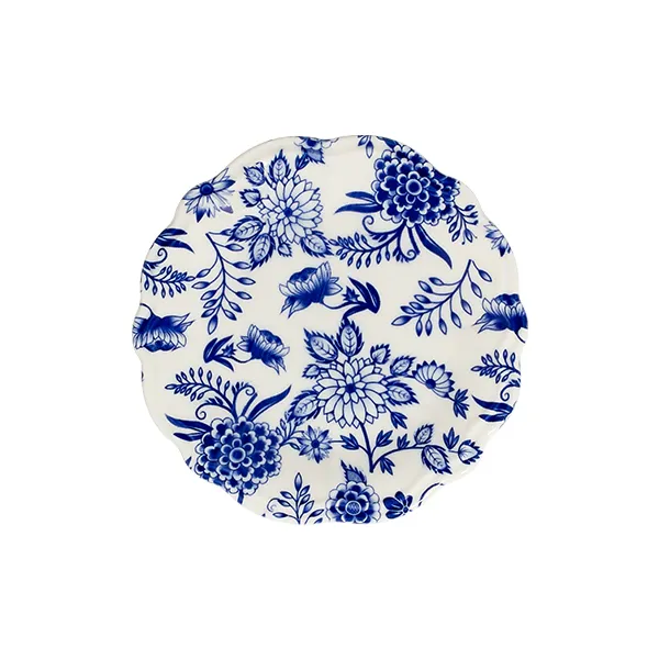 ID Fine 5336730 - 1972 Deep Round China Plate, 6.6" (6‑3/5") 6.9oz Porcelain, Herba Blu Fulya Finish