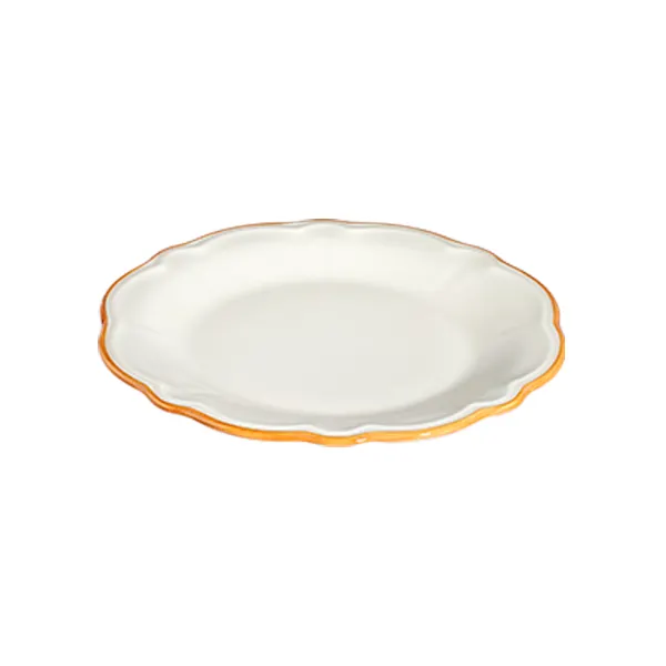 ID Fine 5336804 1972 Coupe Plate, 10.24" Round Porcelain Mustard Line Fulya, Dishwasher Safe