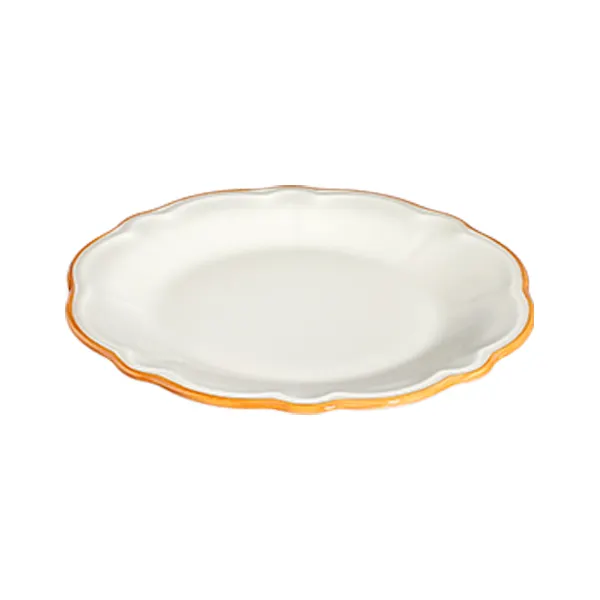 ID Fine 5336807 1972 Coupe Plate, 11.42" Round Porcelain Plate, Mustard Line Fulya, Dishwasher Safe