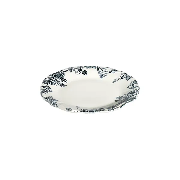 ID Fine 5336890 1972 Coupe Plate, 8.26" Round Porcelain, Silva Black Fulya Finish, Dishwasher Safe