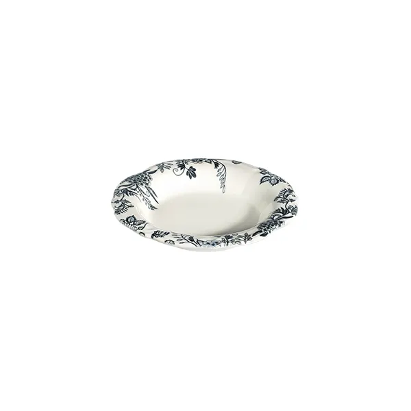 ID Fine 5336897 Deep Plate, 6.6" Round Porcelain, Silva Black Fulya, 6.9oz, Rim, Dishwasher Safe