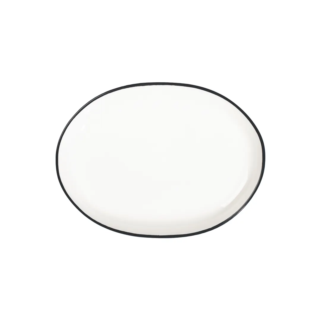 ID Fine 5337291 Oval Fine China Platter, 9.63" x 13", Modest Black, Dishwasher Safe