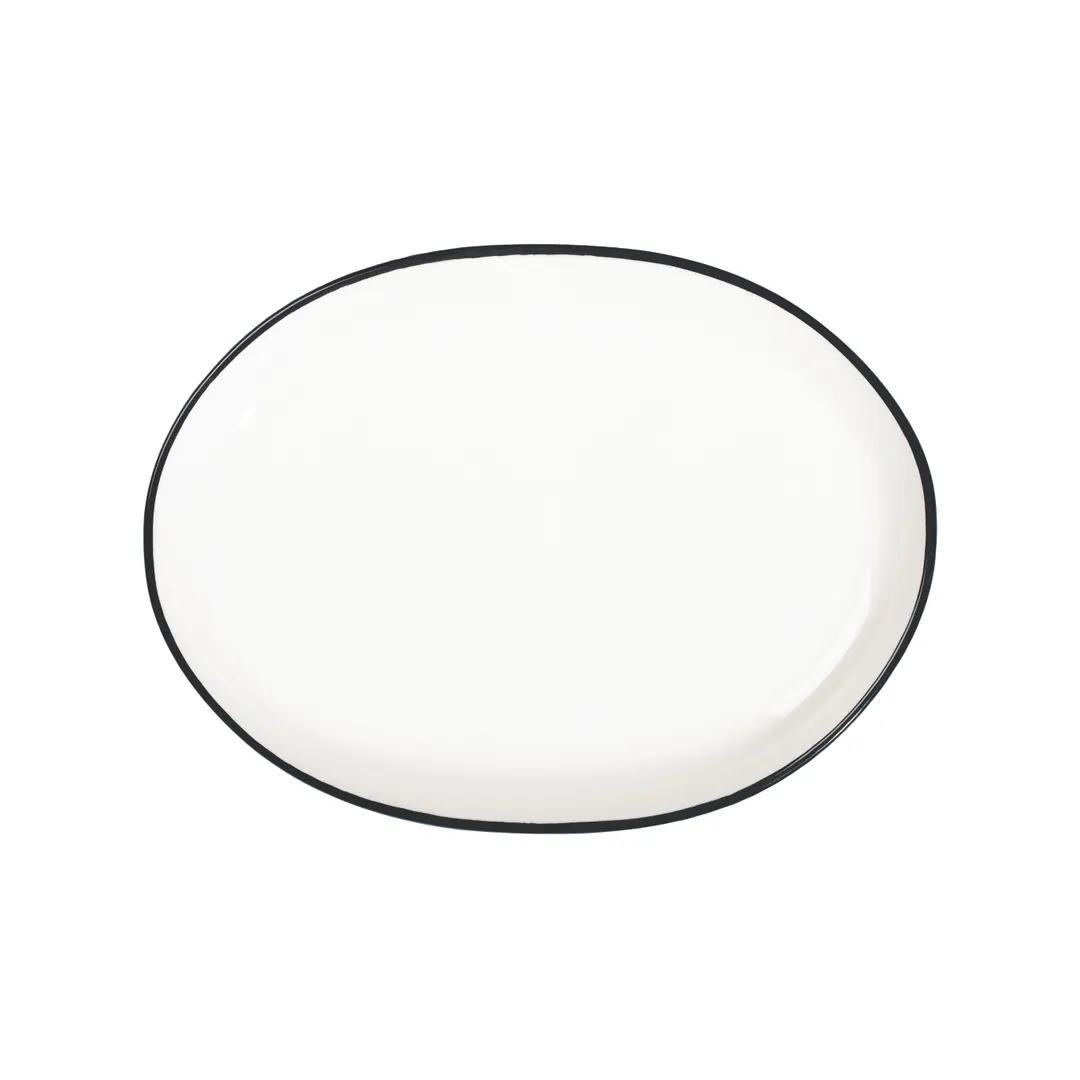 ID Fine 5337292 - Oval Fine China Platter, 10.63" x 14.63", Black Finish, Dishwasher Safe - 1/Each