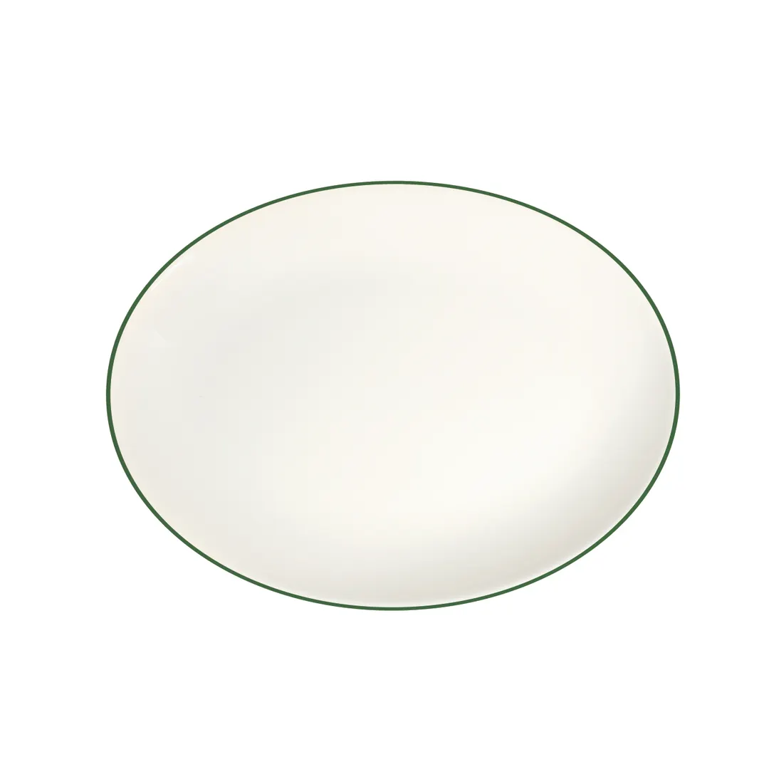 ID Fine 5337307 - Oval Fine China Platter, 10.63" x 14.63", Modest Green, Dishwasher Safe - 1/Each