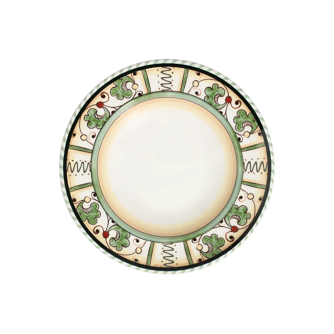 ID Fine 5337722 9" Round Deep Rim Fine China Plate, 12 Oz Capacity, Allegro White, Dishwasher Safe