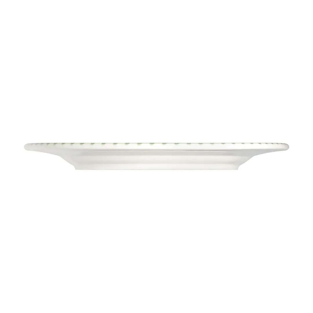 ID Fine 5337728 China Plate, 11.75" Diameter, Allegro White with Green, Fine China, Dishwasher Safe