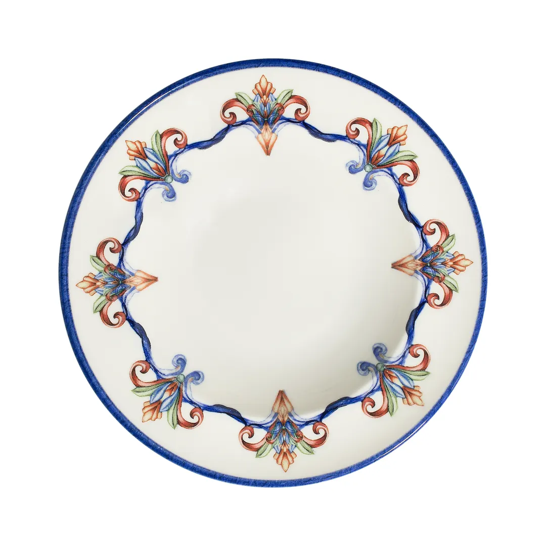ID Fine 5337735 - 11.1" Round Deep Rim Fine China Plate, Brio Blue, 19 oz Capacity, Dishwasher Safe