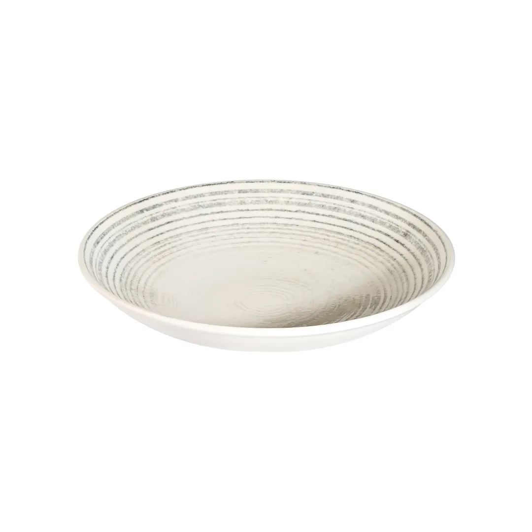 ID Fine 5340214 - 8.8" Deep Rim Black Fine China Plate, 26 oz Capacity, Round Shape, Marmol Finish