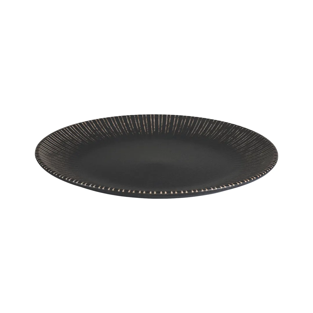 ID Fine 5340234 - 9.83" Round Coupe Rim China Plate, Black Fine China, Elegant Dinnerware