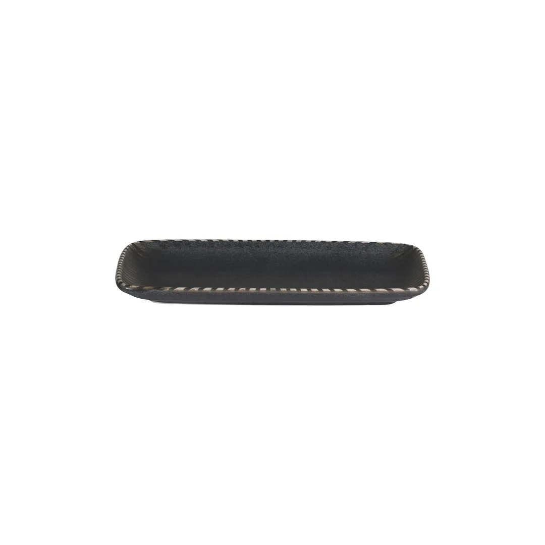 ID Fine 5340238 Rectangular Black Fine China Platter 8.6" x 4", Elegant Reckless Design