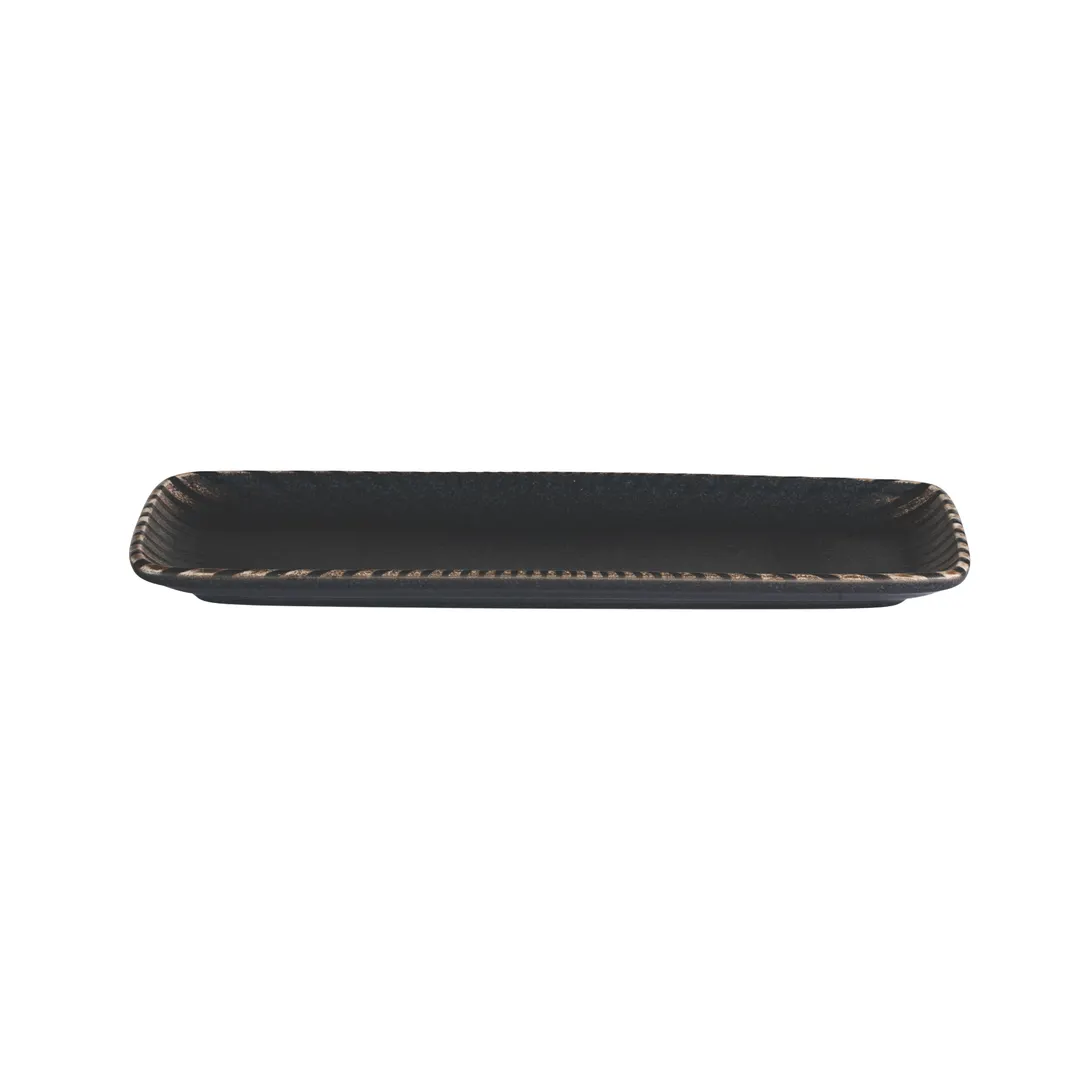 ID Fine 5340239 Rectangular Black Fine China Platter, 11.8" x 4.3" Serving Tray, Elegant Dinnerware