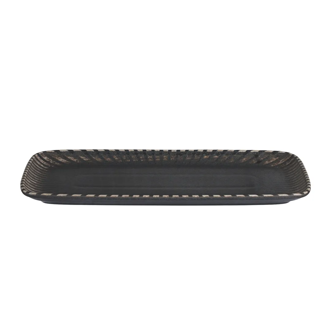 ID Fine 5340241 Rectangular Black Fine China Platter, 13.5" x 6.5", Elegant Dining Serveware