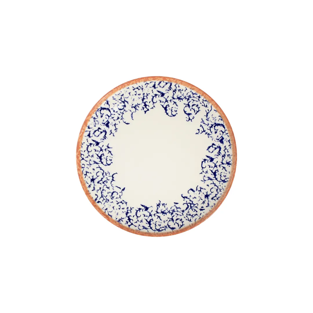 ID Fine 5340264 - 9.83" Round Coupe Rim China Plate, Edge Blue Finish, Fine Venecia Design