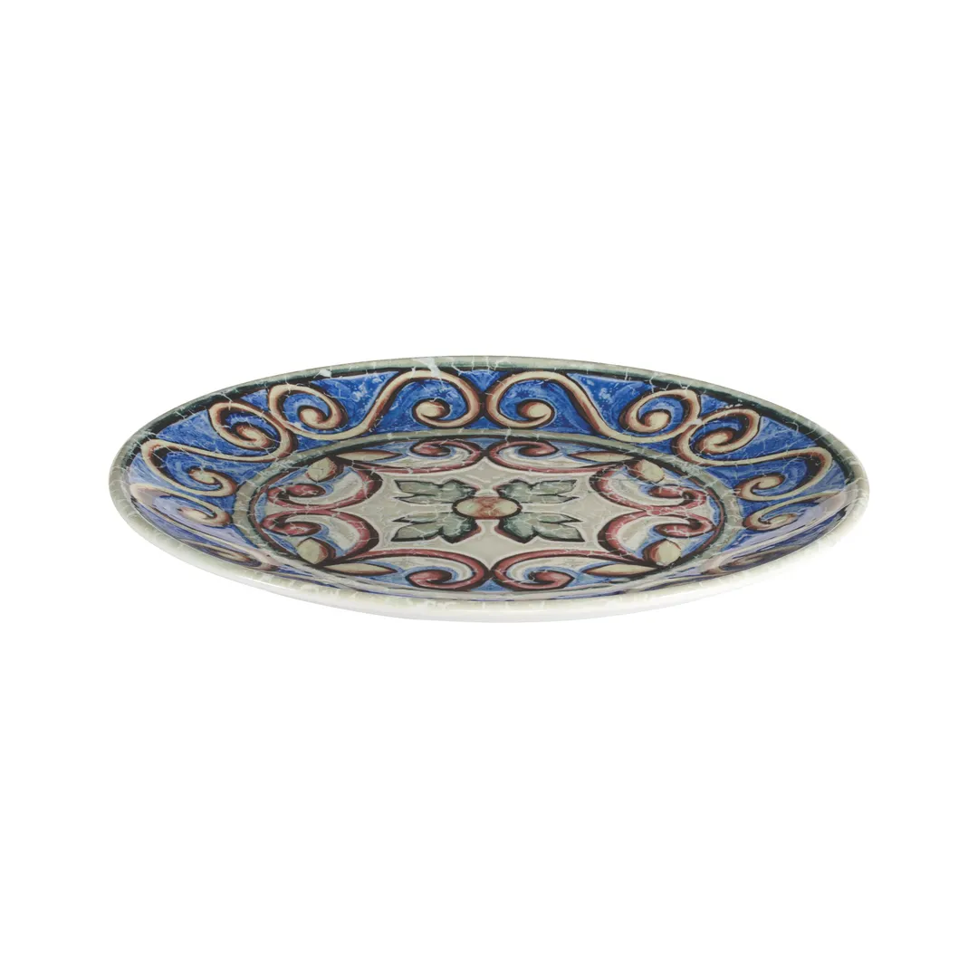 ID Fine 5340294 - 9.83" Round Coupe Rim Fine China Plate, Blue Amalfi Design, 9-13/16" Diameter