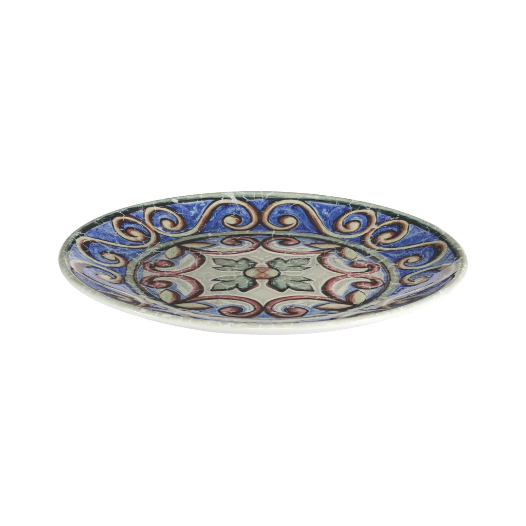 ID Fine 5340295 - 10.67" Round Coupe Rim China Plate, Blue Amalfi Fine China, 10-2/3" Diameter