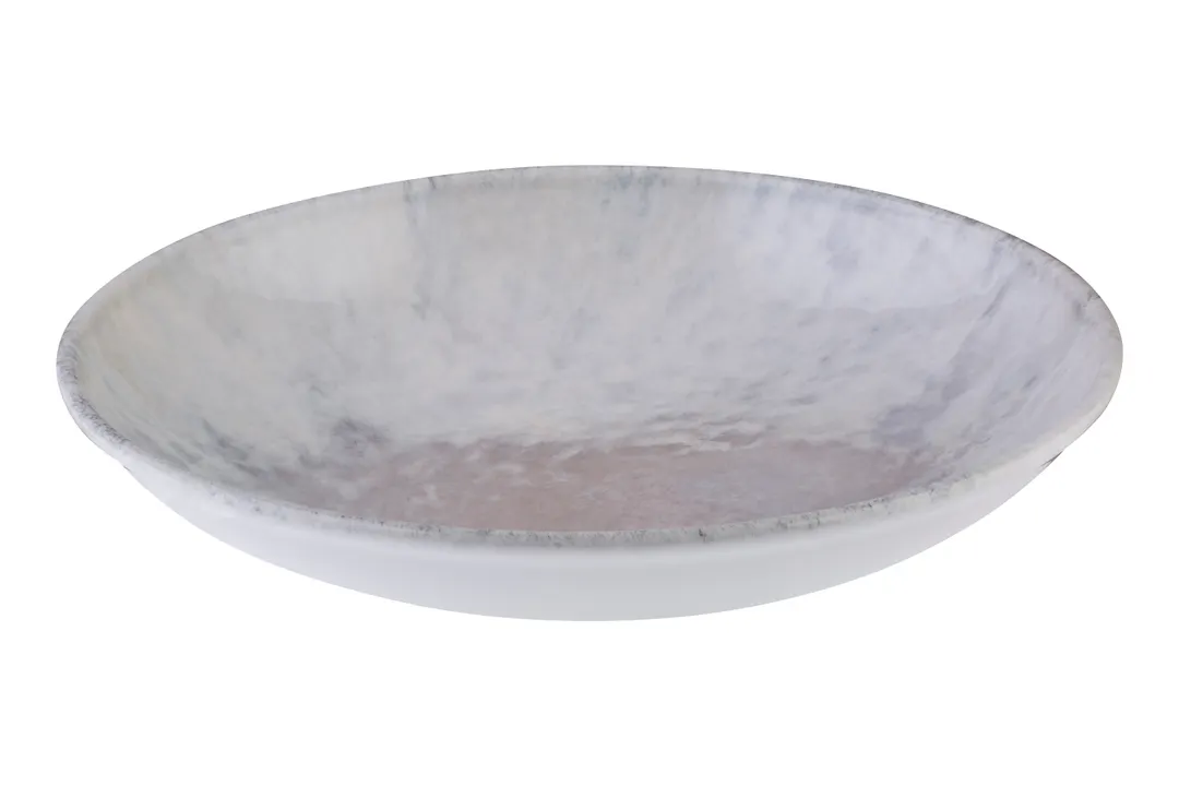 ID Fine 5340315 - 8.8" Round Deep Rim China Plate, Grey Fine China, 26 oz Capacity, Surf Finish