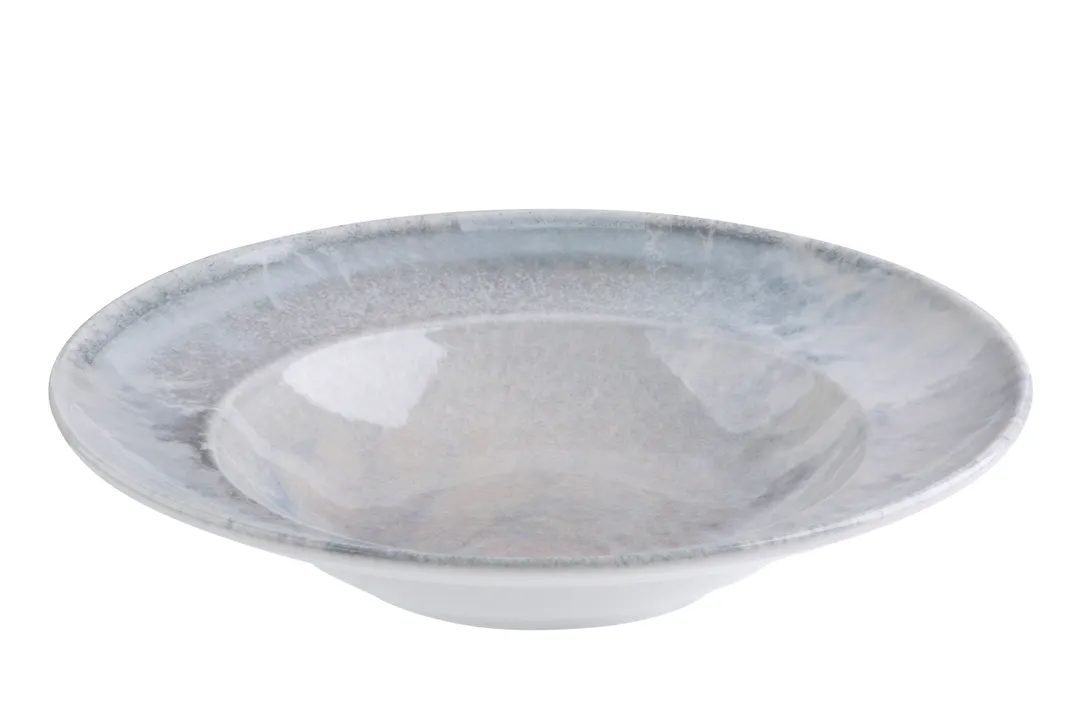 ID Fine 5340317 - 9.86" Round Deep Rim Grey Fine China Plate, 14 oz Capacity, Surf Finish