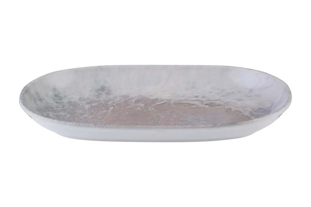 ID Fine 5340321 Oval China Platter, 14.57" x 9.6" Grey Fine China with Surf Finish