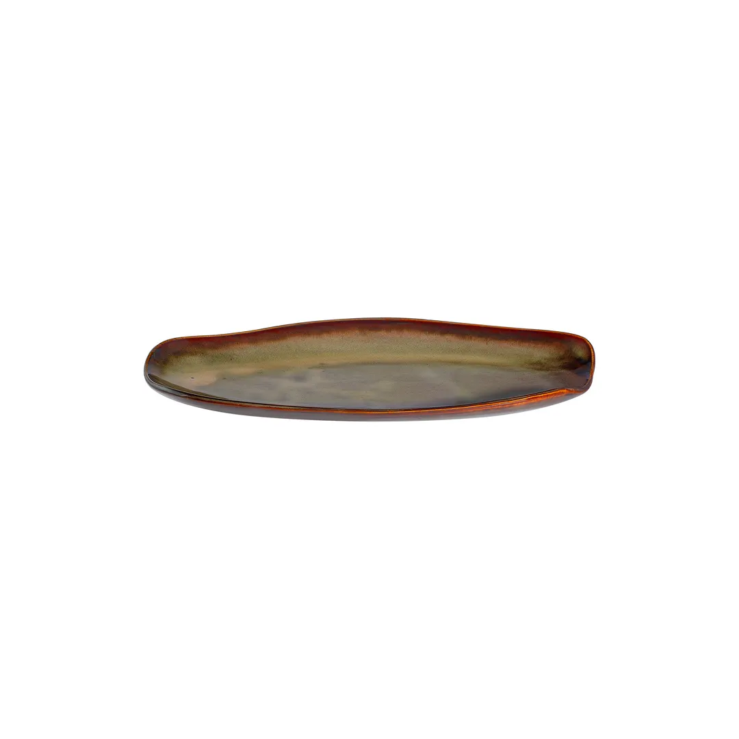 ID Fine 5340625 Roots Platter, 10.8" x 5.25" Premium Stoneware, Hazel Jord Ceramic Dinnerware Tray