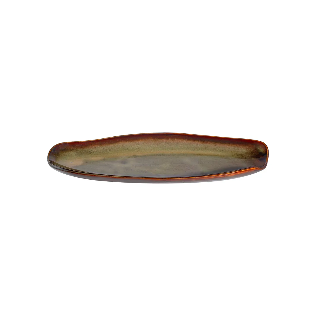 ID Fine 5340626 Roots Platter, 12.25" x 5.5" Premium Stoneware, Hazel Jord Ceramic Dinnerware
