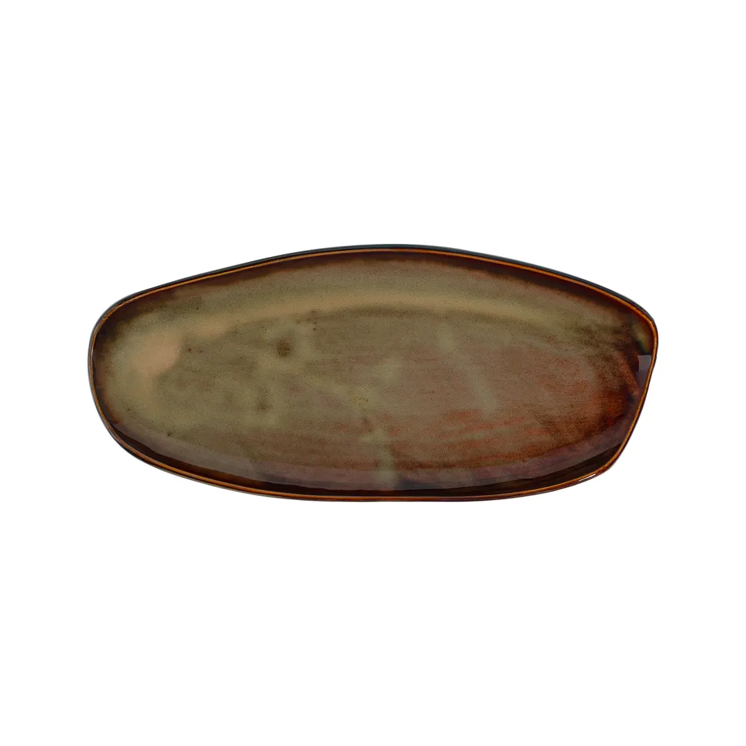 ID Fine 5340627 Roots Platter, 13.63" x 6.13" Premium Stoneware, Hazel Jord Ceramic Dinnerware
