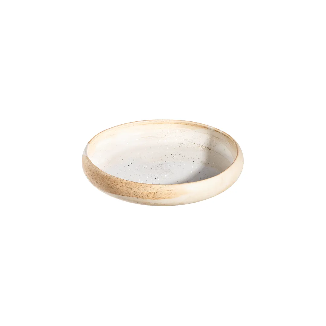ID Fine 5340716 - Roots Plate, 8.6" Diameter Deep Rim Stoneware China Plate, Cameo Celesta Finish