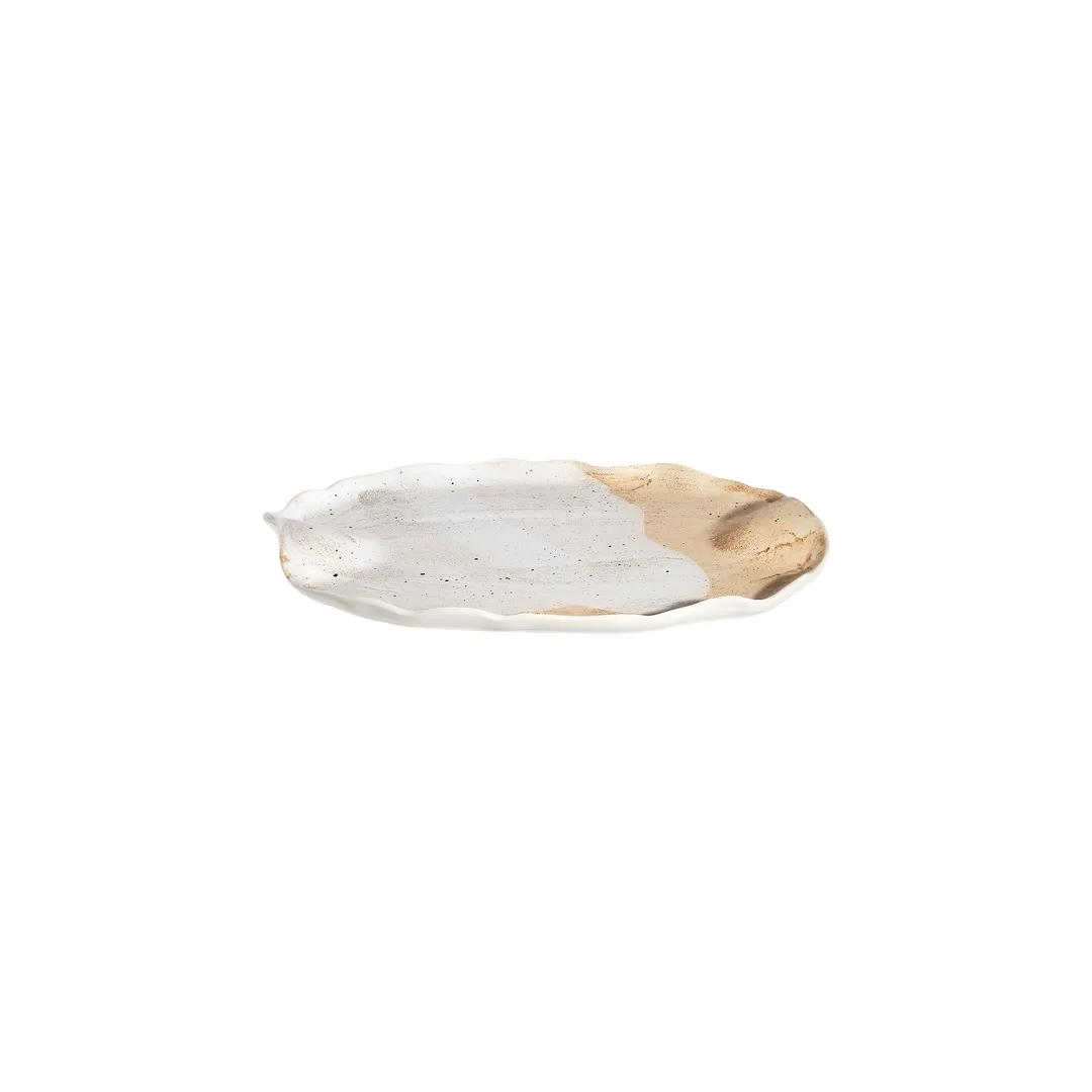 ID Fine 5340724 Roots Platter, 9" x 5.5" Premium Stoneware Ceramic, Cameo Sonnet Design