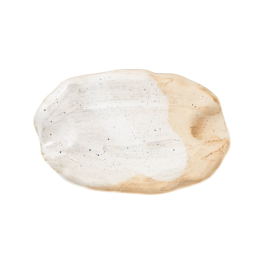 ID Fine 5340726 Roots Platter, 13.25" x 8.5" Stoneware Ceramic, Cameo Sonnet Finish - 1/Each