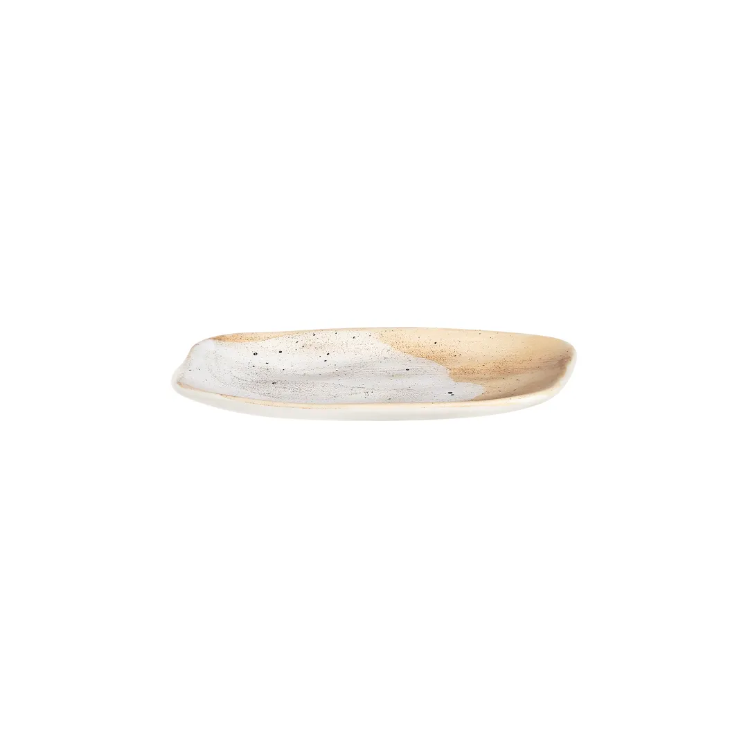 ID Fine 5340730 Roots Platter, 8.63" x 4.38" Stoneware Ceramic, Cameo Savor Finish