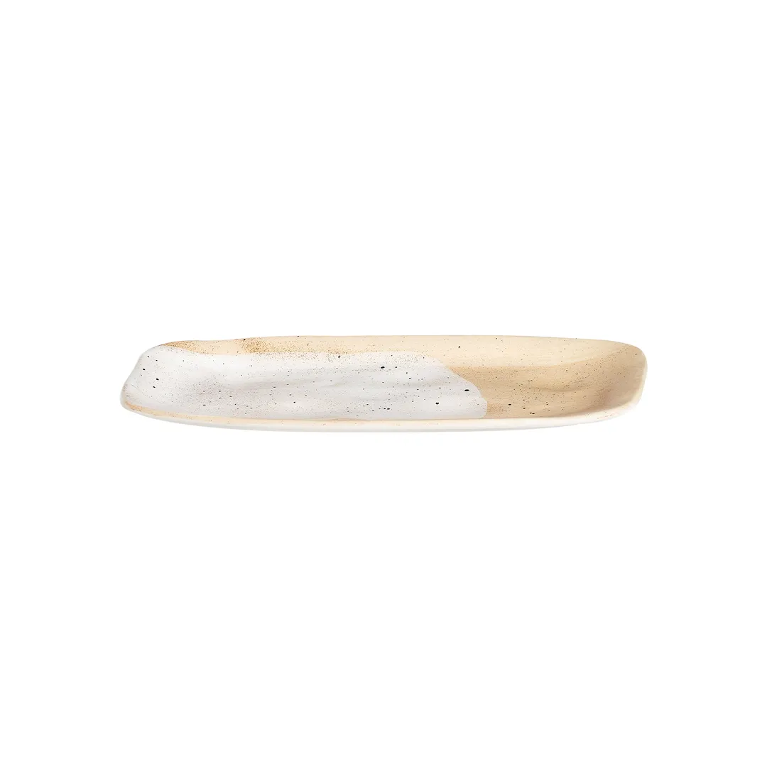 ID Fine 5340732 Roots Platter, 11.75" x 4.38" Stoneware, Cameo Savor Finish, Ceramic Serving Tray