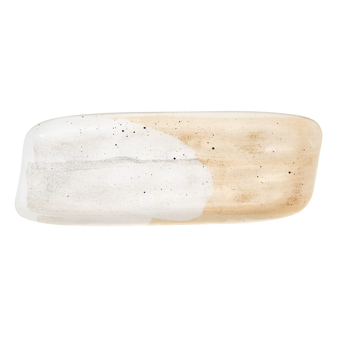 ID Fine 5340735 Roots Platter, 15.75" x 5.88" Premium Stoneware Ceramic, Cameo Savor Finish