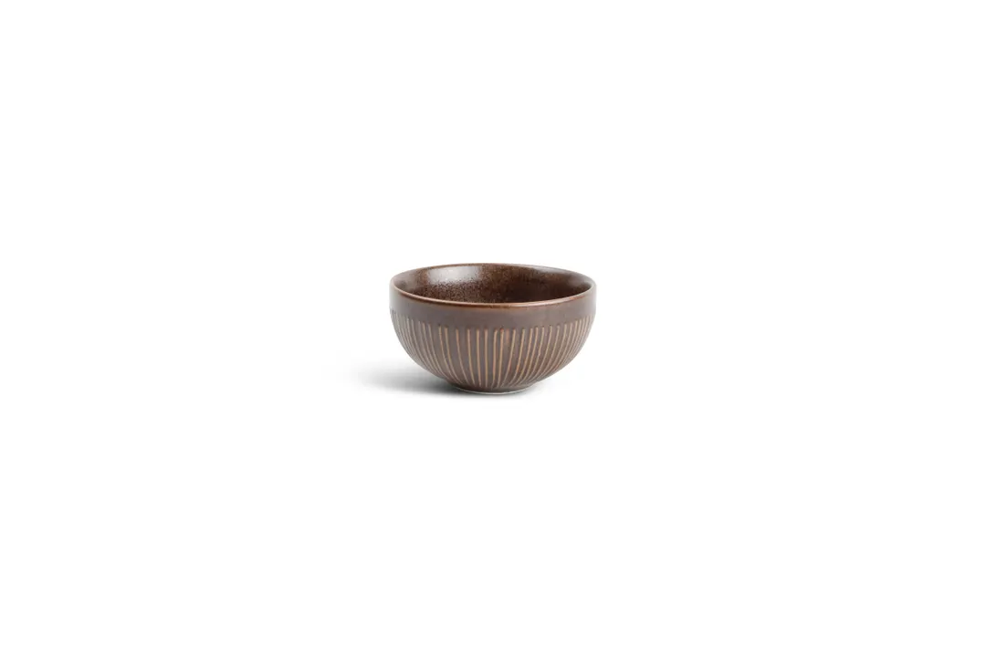 F2D 5341326 Fine2Dine Round Porcelain Bowl, 3" Diameter, 4 oz Capacity, Line Copper Brass Finish