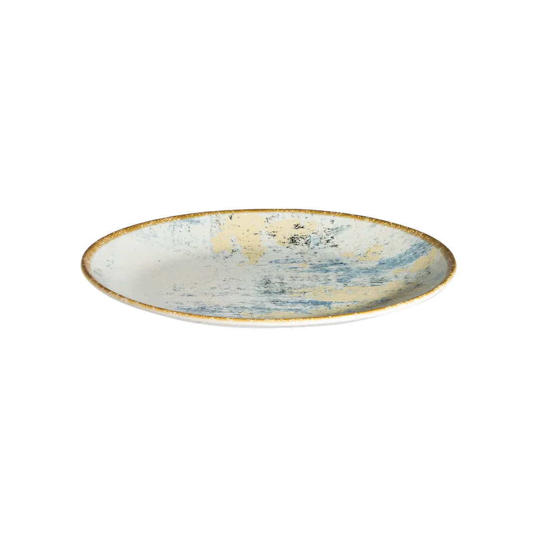 ID Fine 5341371 - 6" Round Coupe Rim Fine China Plate, Yellow Arte, 6" Diameter