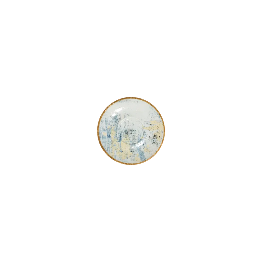 ID Fine 5341387 Round Saucer Plate, 6.30" Dia x 0.75" H, Fine China, Yellow Arte