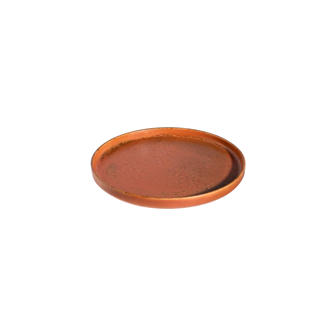 ID Fine 5341731 - 6.3" Round Hi‑Wall Fine China Plate, Fall Terra, Wide Curved Rim, 6.3" Dia