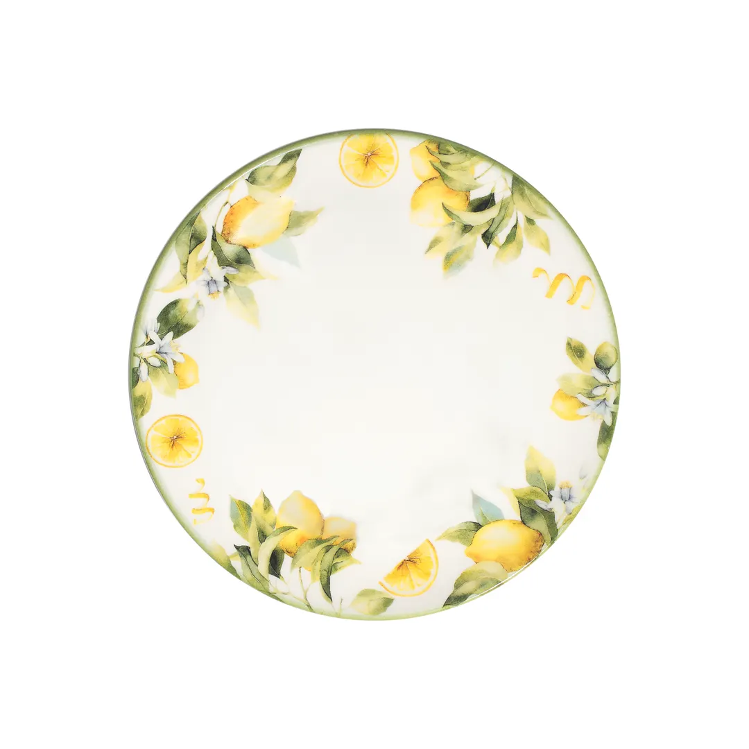 ID Fine 5341921 Pizza Plate – 12.9" Diameter Round Fine China, Yellow Sorrento, Narrow Rim