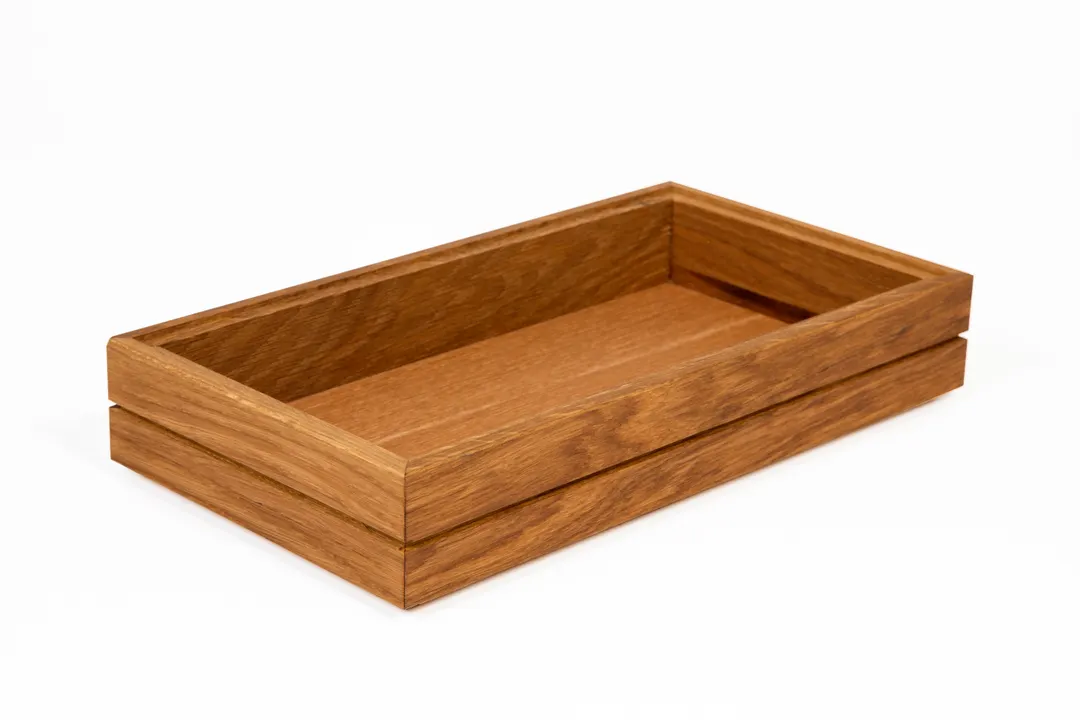 Select Concept BQ003L Stackable Oak Flatware Holder, 12.79"W x 6.9"D x 2.2"H, Black/Cherry Finish Cutlery Bin