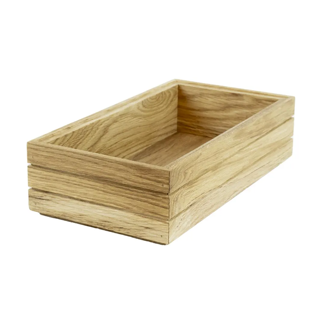 Select Concept BQ017L Stackable Oak Wood Cutlery Bin with 1 Compartment, 6.89"W x 12.8"D x 3.42"H, Available in Black/Cherry
