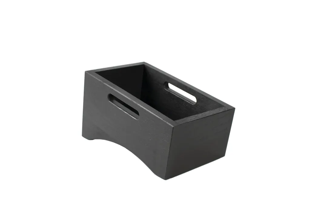 Select Concept BQ052B Tilted Cutlery Box, 6.610"W x 10.940"D x 6.610"H, Black/Oak Wood Utensil Holder