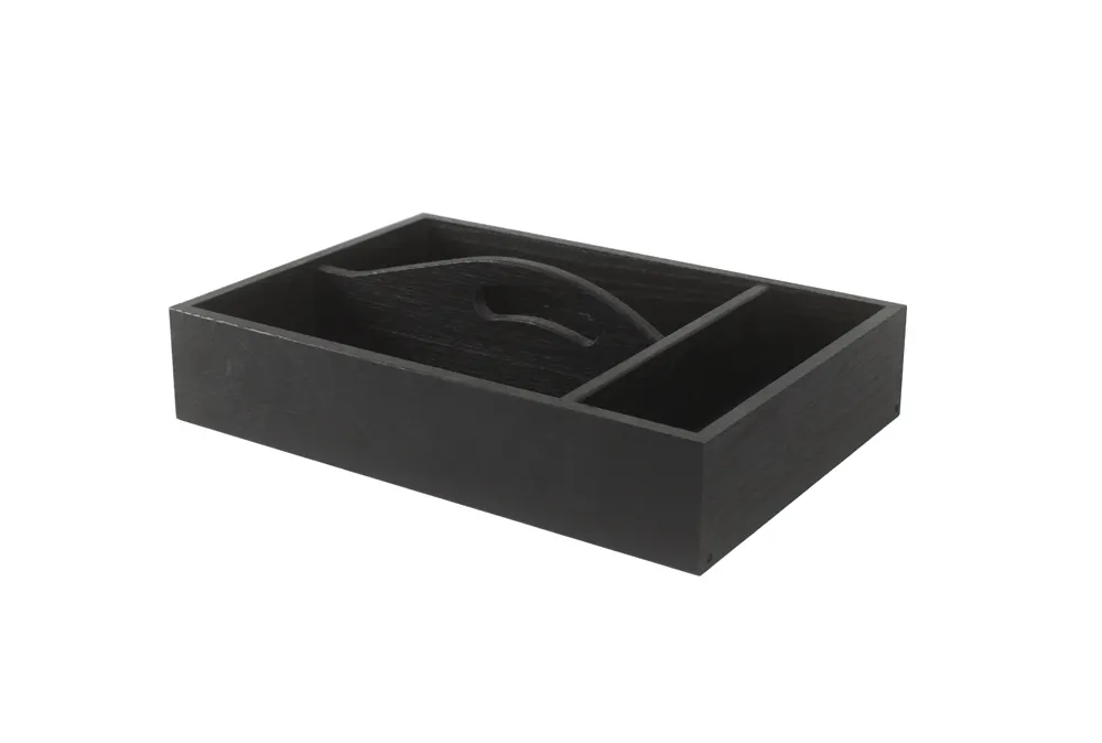 Select Concept BQ100B Cutlery Tray, 9.44"W x 13.77"D x 2.75"H, 3 Section, Oak, Black