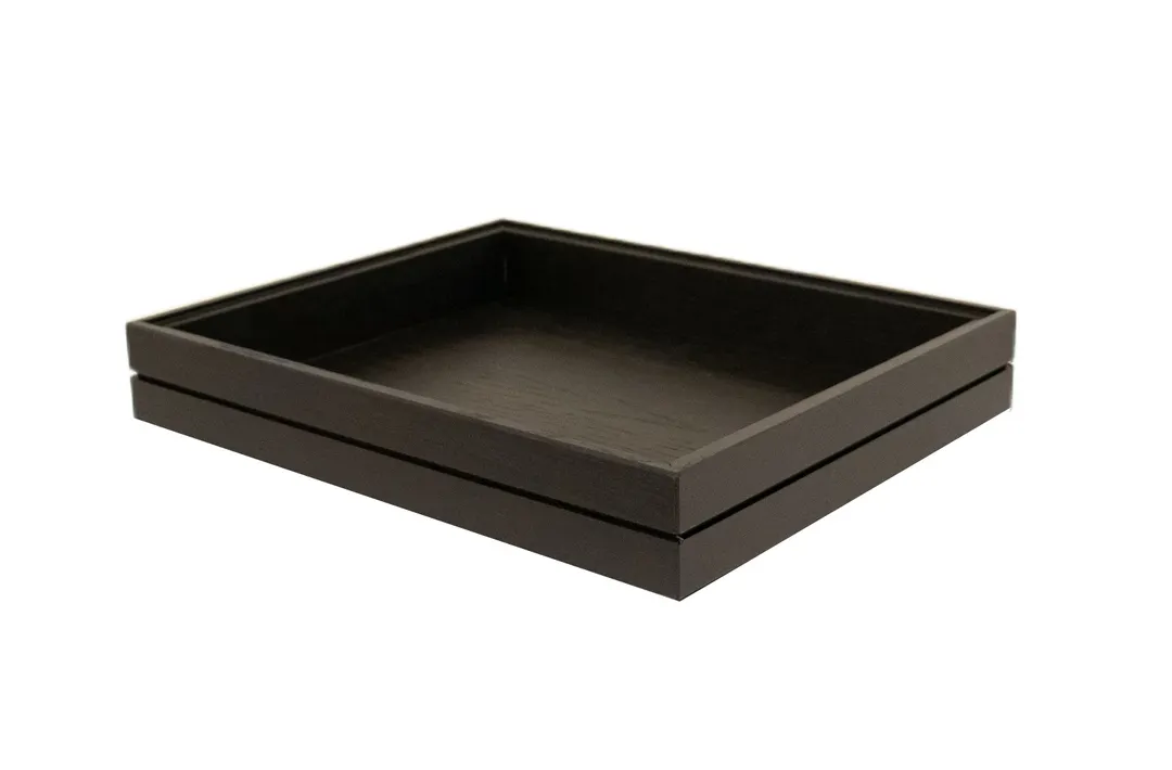 Select Concept BQ202B Stackable Utensil Holder, 10.43W x 12.79D x 2.25H, Black/Cherry Wood, Holds GN 1/2