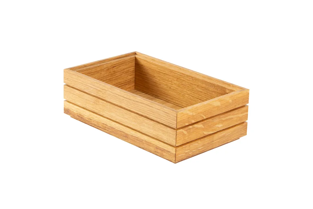 Select Concept BQ205L Stackable Oak Cutlery Bin, 6.39"W x 10.07"D x 3.34"H, Black/Cherry Wood, Holds GN 1/4
