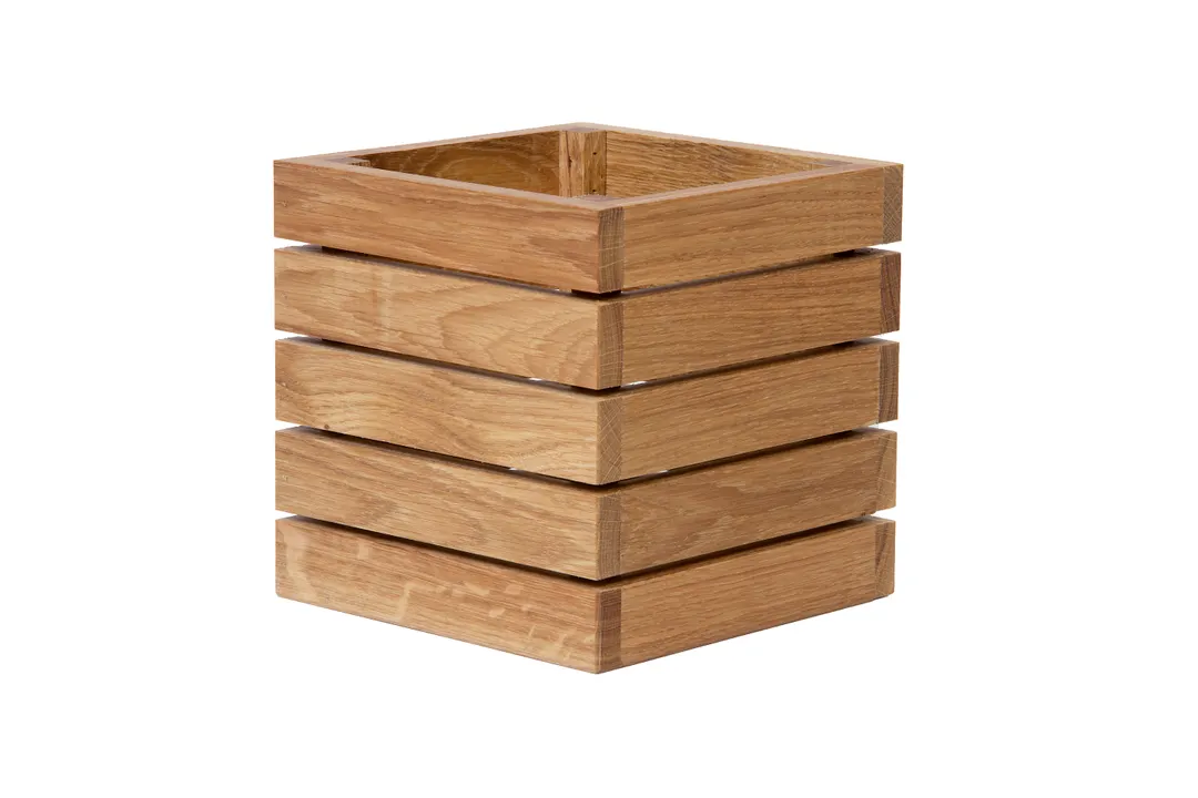 Select Concept BQ233L Cutlery Box - 7.87" W x 7.87" D x 7.87" H Oak Wood Utensil Holder, Black/Cherry Finish