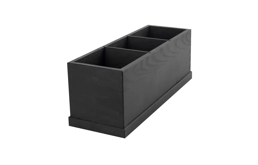 Select Concept BQ300B Cutlery Tray - 3-Compartment Wood Utensil Holder, Black/Cherry, 4.92W x 14.37D x 5.11H Inches