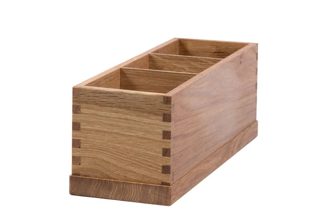 Select Concept BQ300L Cutlery Tray, 3-Compartment Oak Wood Flatware Organizer, 4.92W x 14.37D x 5.11H, Black/Cherry Finish