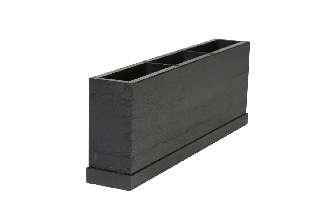 Select Concept BQ303B Cutlery Tray - 3-Compartment Wood Organizer, 2.36" x 14.29" x 5.11", Black/Oak Finish