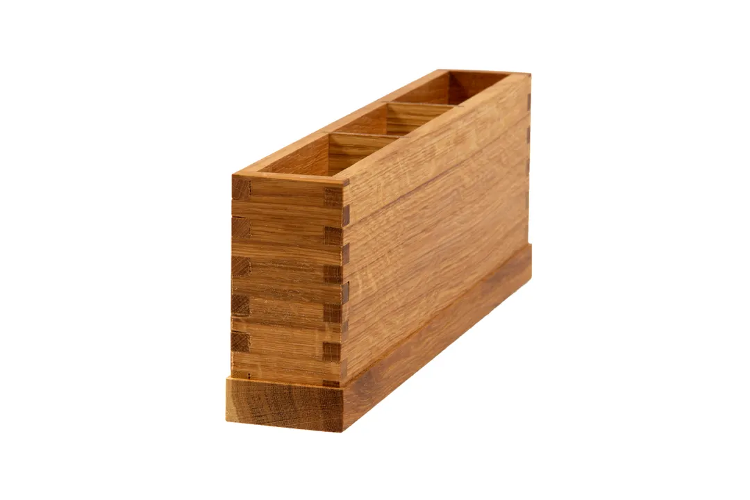 Select Concept BQ303L Cutlery Tray, 3-Compartment Wood Utensil Holder with Black/Cherry Finish, 2.4" W x 14.3" D x 5.1" H