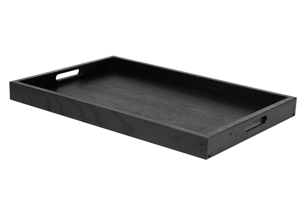 Select Concept BQ700B Serving Tray - Oak Wood, Black Finish, 15" x 23" x 2" Handles - 1/Each